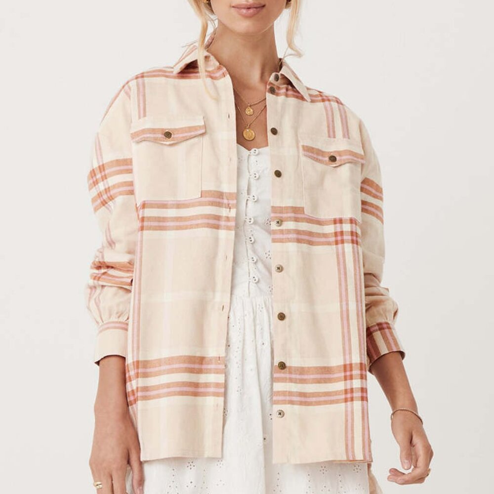 Spell & The Gypsy Collective Basecamp Flannel Shirt in Musk